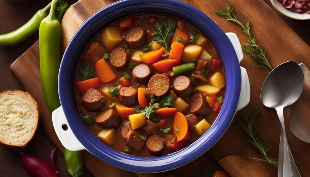 Slow-Cooker Sausage Stew with Vegetables