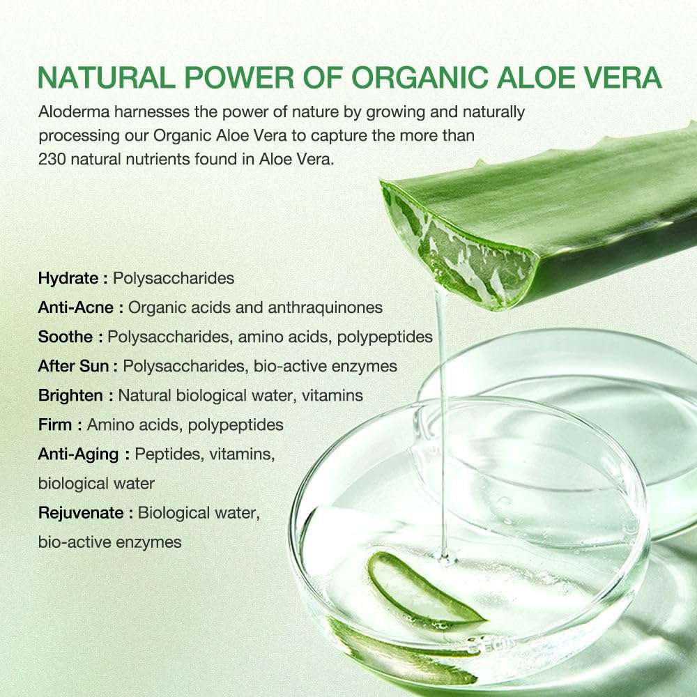 Aloderma 99% Organic Aloe Vera Gel for Face Made within 12 Hours of Harvest - Natural Hydrating Pure Aloe Vera Gel for Soothing Skincare - Moisturizing Aloe Gel for Skin, Face,  Sensitive Skin, 4oz