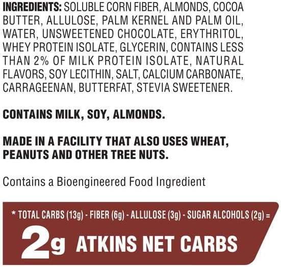Atkins Caramel Almond Clusters, Gluten Free, High in Fiber, 1g Sugar, 2g Net Carb, Keto Friendly, 20 Count