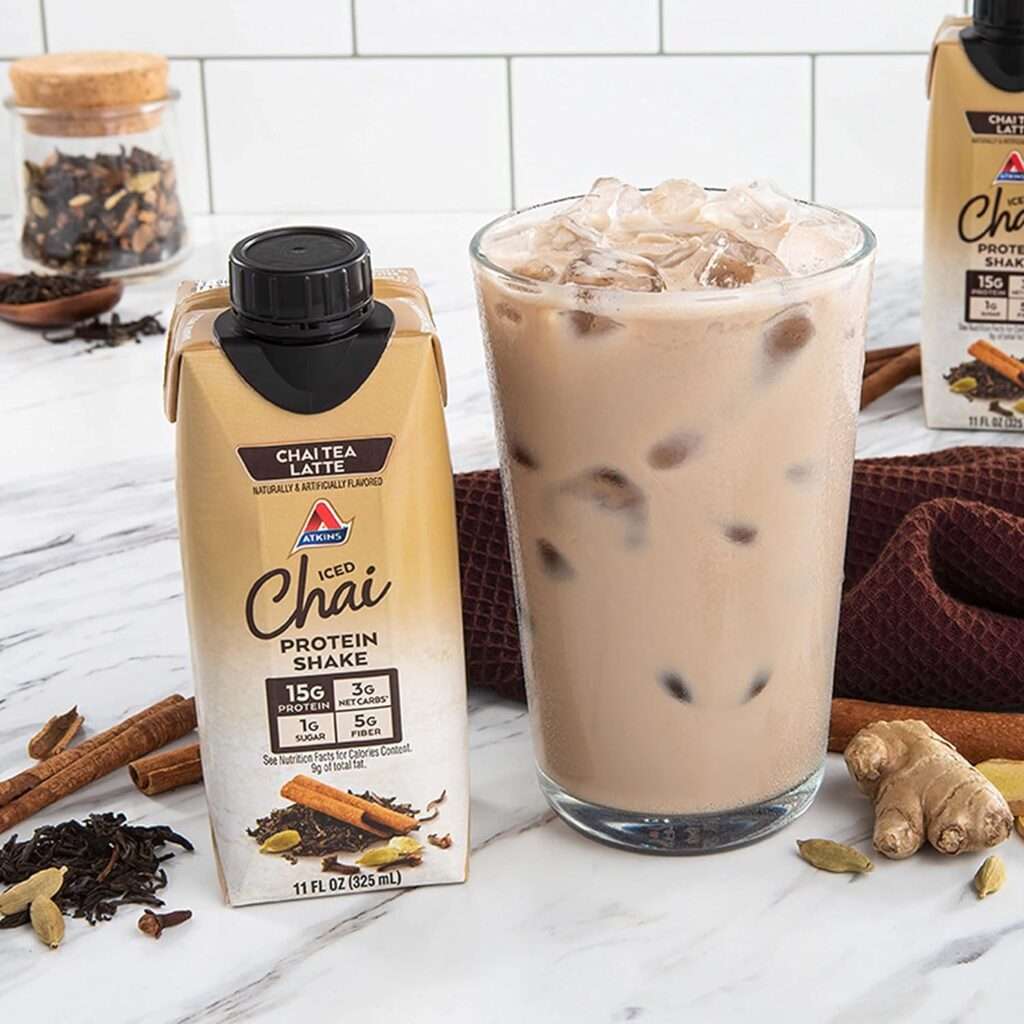 Atkins Chai Tea Latte Protein Shake, 15g Protein, Low Glycemic, 3g Net Carb, 1g Sugar, Keto Friendly 12 Count