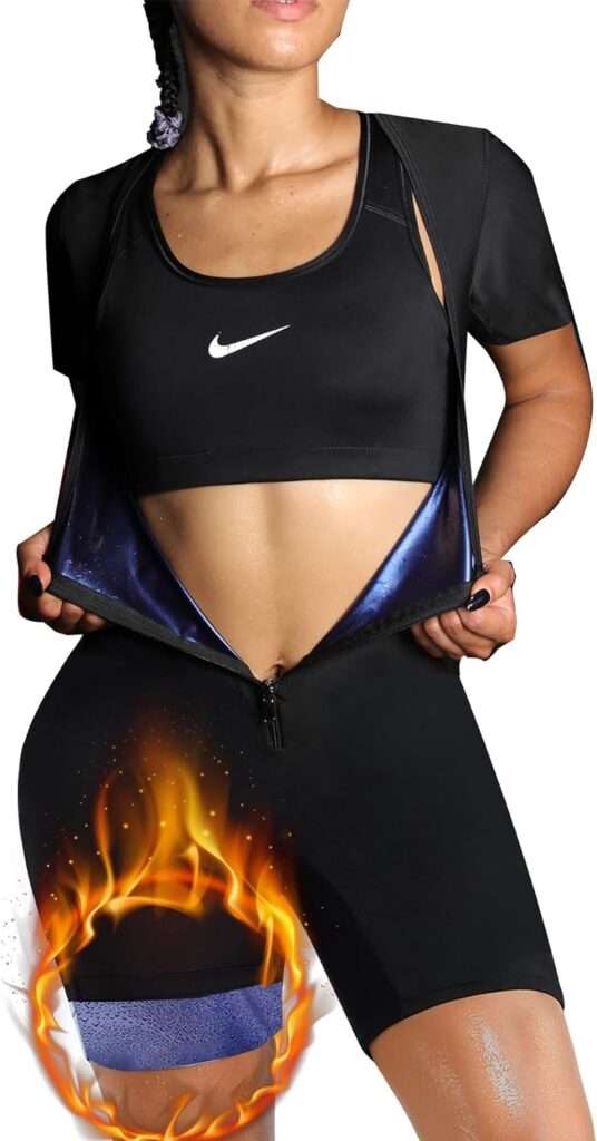 BODYSUNER Sauna Suit For Women Weight Loss Sweat Vest Waist Trainers Belly Fat Workout 3 in 1 Full Body Control