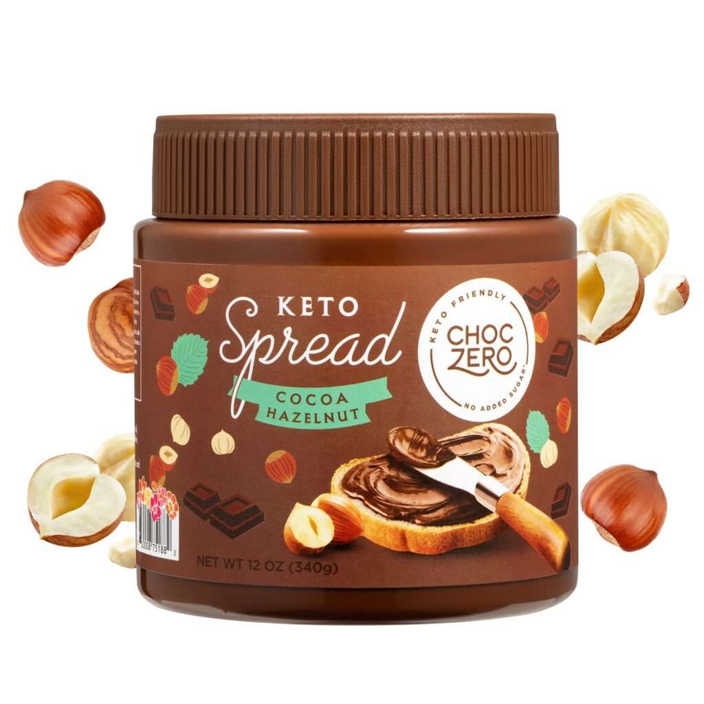 ChocZero Milk Chocolate Hazelnut Spread - Keto Friendly, No Sugar Added, Best Low Carb Dessert, Perfect Topping for Almond Flour Pancakes, Naturally Sweetened with Monk Fruit (1 jar, 12 oz)