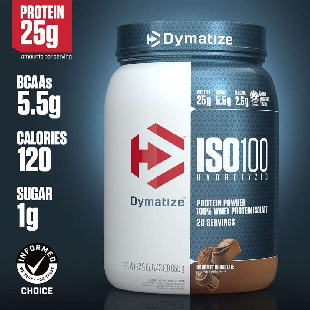 Dymatize ISO100 Hydrolyzed 100% Whey Isolate Protein Powder in Dunkin Cappuccino Flavor, 25g Protein, 95mg Caffeine, 5.5g BCAAs, Gluten Free, Fast Absorbing, Easy Digesting, 21.5 Oz