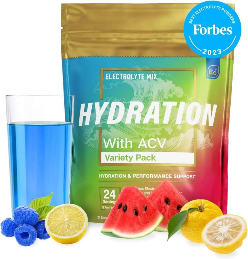 Essential Elements Hydration Packets - Electrolytes Powder Packets Sugar Free - 24 Stick Packs of Electrolytes Powder No Sugar - Electrolyte Water Drink Mix with ACV  Vitamin C - Variety Pack