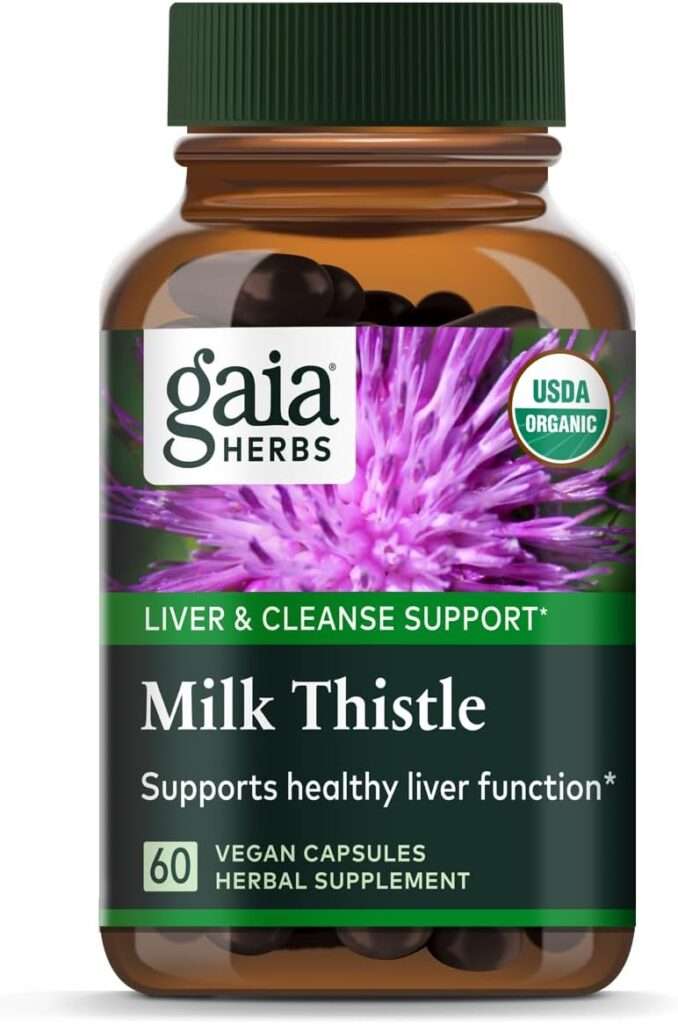 Gaia Herbs Milk Thistle - Liver Supplement  Cleanse Support for Maintaining Healthy Liver Function* - 60 Vegan Capsules (20-Day Supply)