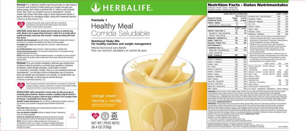 Herbalife Nutrition Healthy Meal Nutritional Shake Mix Orange Cream Flavor 750 G