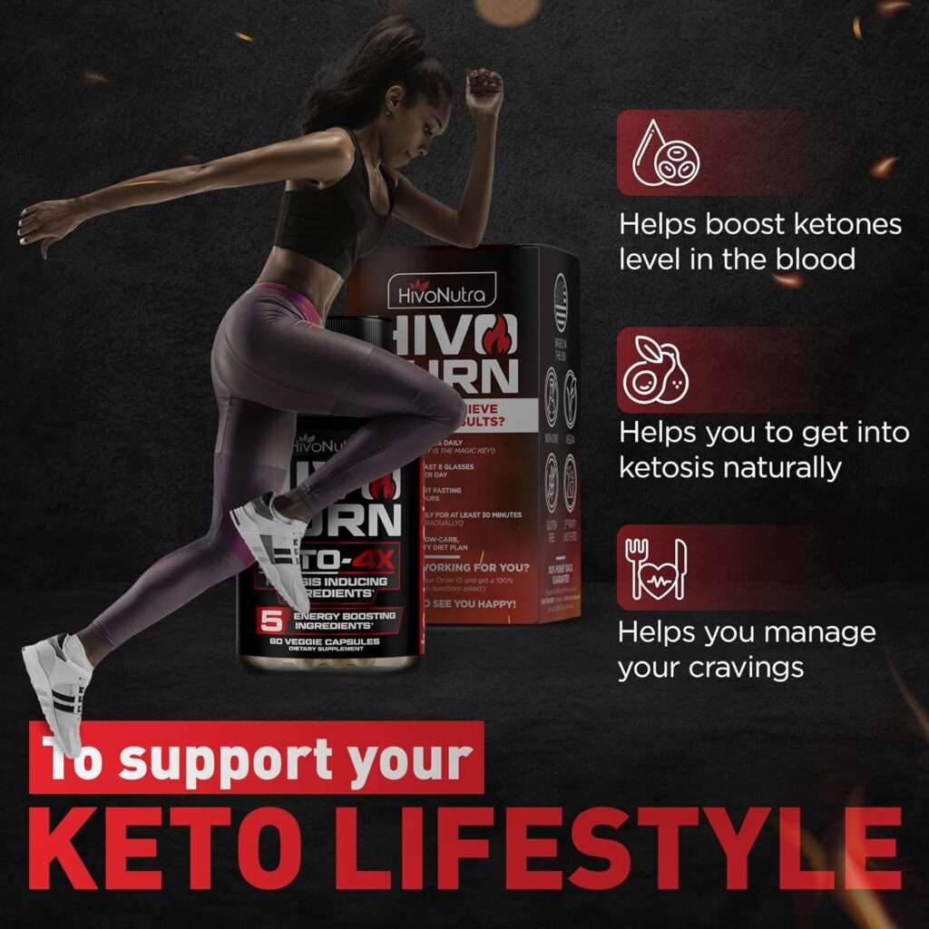 HivoBurn 4X Keto Diet Pills  Weight Management Supplement for Men  Women with MCT Oil, Green Coffee Bean Extract Raspberry Ketones - Vegan Capsules
