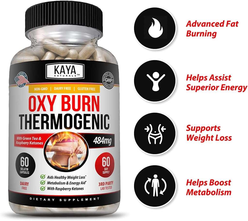 Kaya Naturals Oxy Burn - Weight Loss Pills - Appetite Suppressant for Women  Men - Supreme Fat Burner - Powerful Thermogenic Diet Pills - Natural Energy Boost - 60 Count