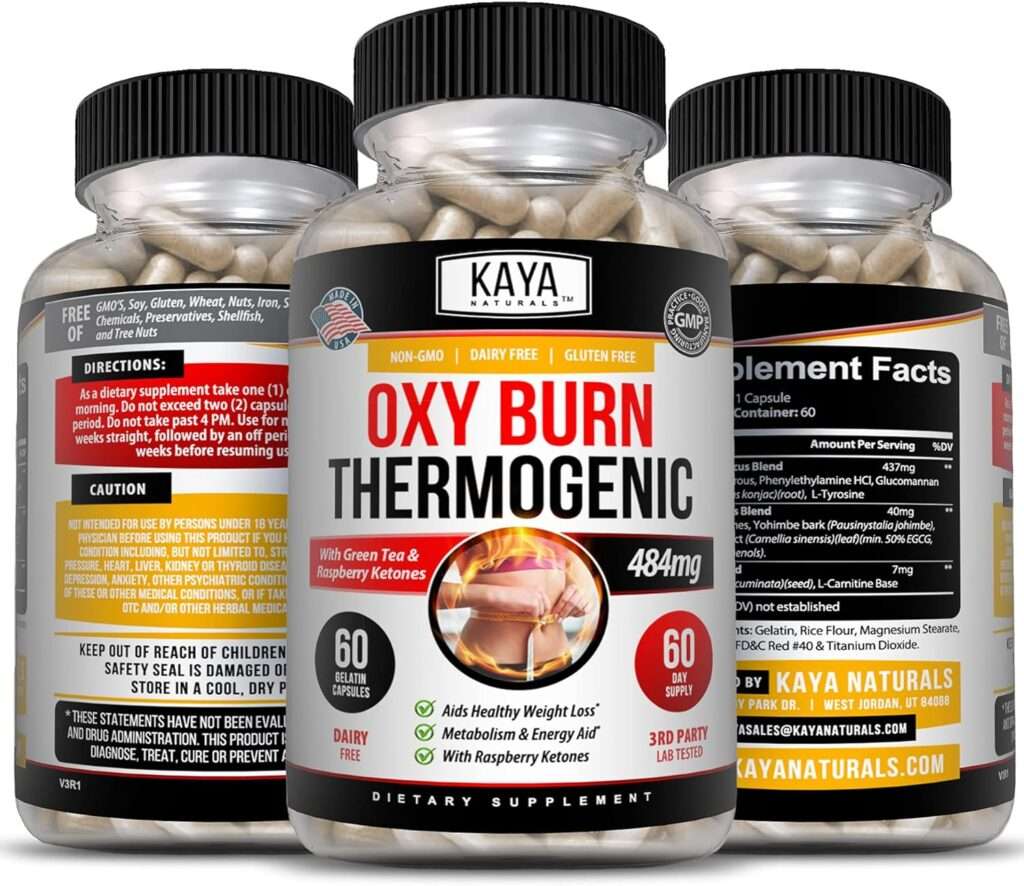 Kaya Naturals Oxy Burn - Weight Loss Pills - Appetite Suppressant for Women  Men - Supreme Fat Burner - Powerful Thermogenic Diet Pills - Natural Energy Boost - 60 Count