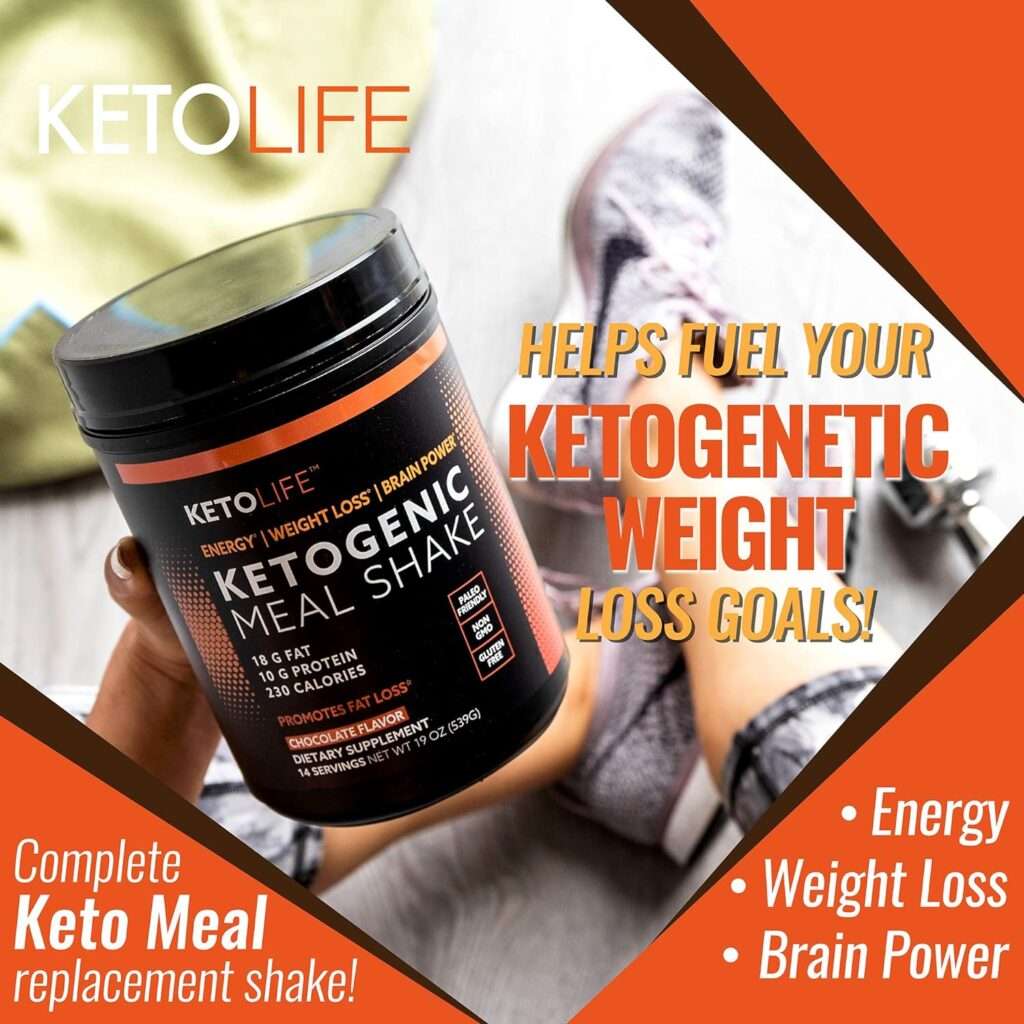 KetoLife Ketogenic Meal Shake, Ketogenic Meal Shake, Supports Energy Levels, Promotes Weight Loss, 14 Servings, Keto and Paleo Friendly, Chocolate Flavor 1.18 Pound