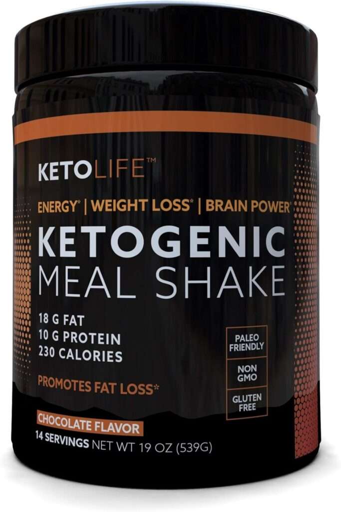 KetoLife Ketogenic Meal Shake, Ketogenic Meal Shake, Supports Energy Levels, Promotes Weight Loss, 14 Servings, Keto and Paleo Friendly, Chocolate Flavor 1.18 Pound