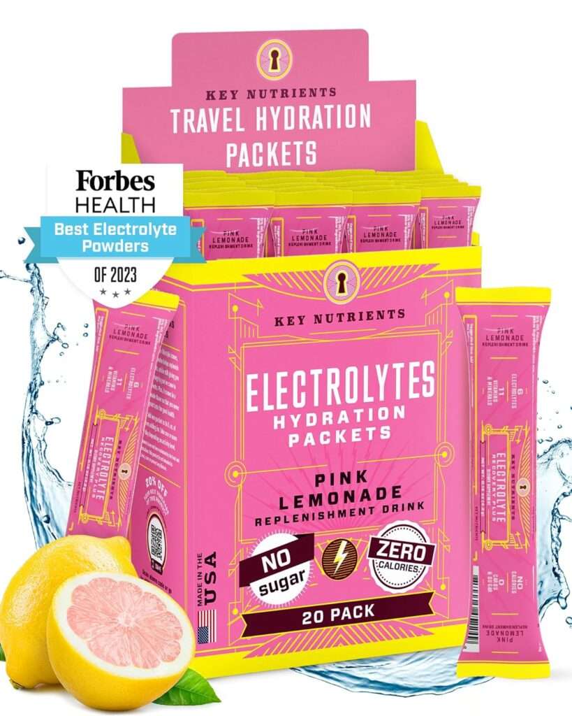 KEY NUTRIENTS Electrolytes Powder Packets - Refreshing Watermelon 40 Pack Hydration Packets - Travel Hydration Powder - No Sugar, No Calories, Gluten Free - Made in USA