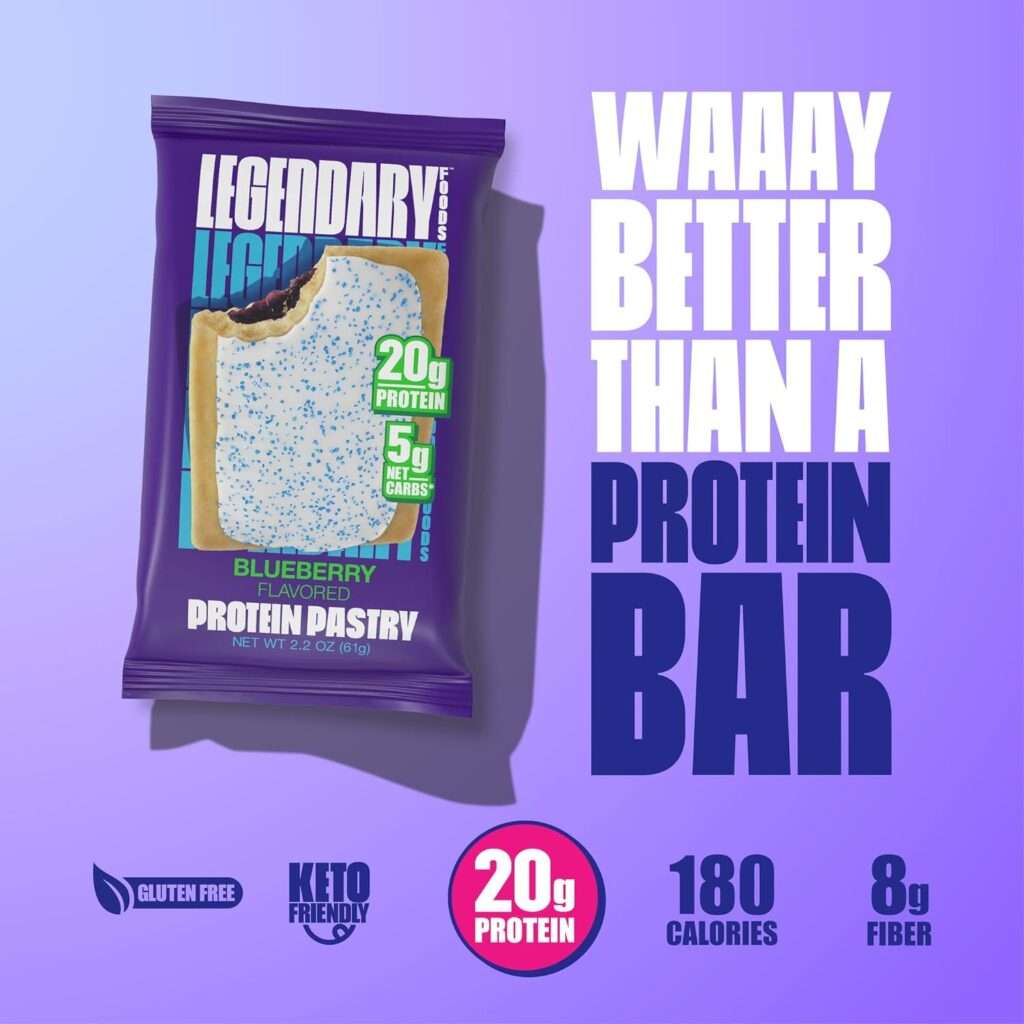 Legendary Foods 20 gr Protein Pastry | Low Carb Tasty Protein Bar Alternative | Keto Friendly | No Sugar Added | High Protein Snacks | On-The-Go Breakfast | Keto Food - Brown Sugar Cinnamon(8-Pack)
