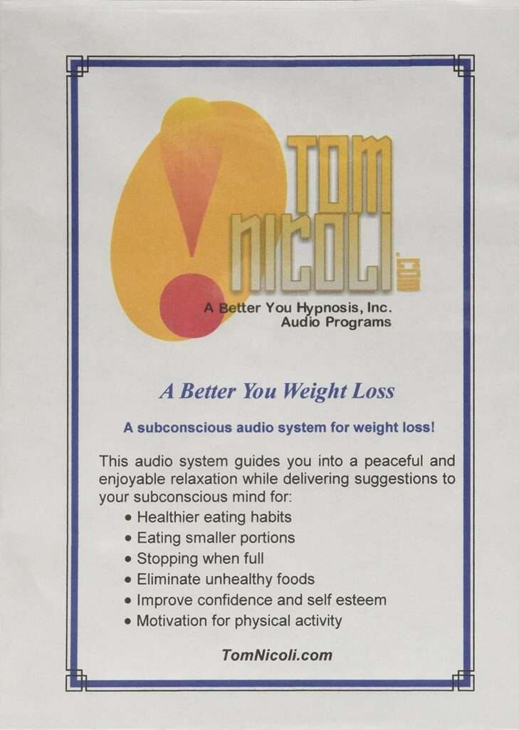 Tom Nicoli Weight Loss CD Set - Hypnosis for Weight Loss Diet Program As Seen in Shape Magazine
